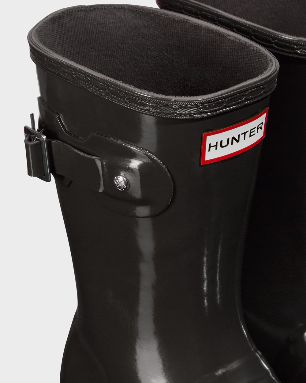 Womens Hunter Short Rain Boots Dark Grey - Original Tour Foldable Gloss - 0254371-FH